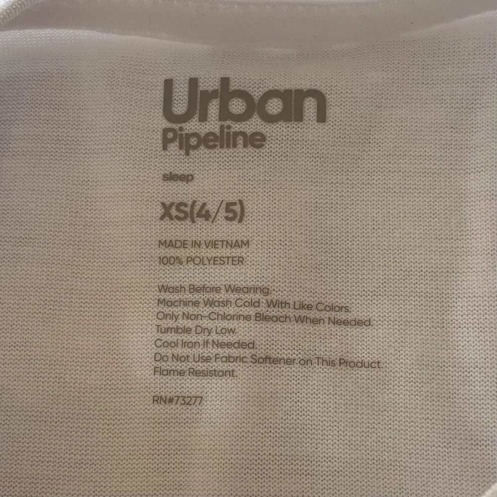 Urban Pipeline Boys Moisture Wicking Sleep Tee XS 4-5 New with Tags White Cool
